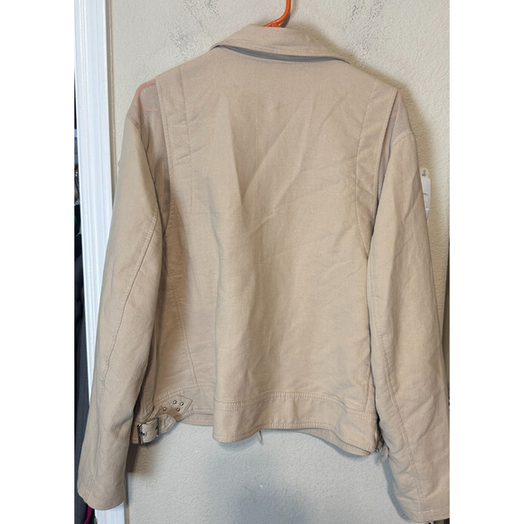 Blank NYC Tan Moto Jacket Mesh Inset Panels Womens sz 2X biker grunge beige - Picture 7 of 8